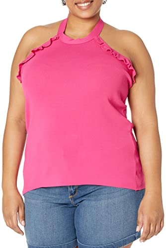City Chic Women's Apparel Women's City Chic Plus Size TOP Ruffled, Bright Pink