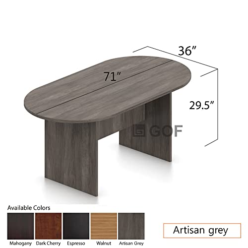 GOF 6FT, 8FT, 10FT Conference Table & Chairs (G10900B) Set, Dark Cherry, Espresso, Artisan Grey, Mahogany, Walnut (6FT Table Only, Artisan Grey)
