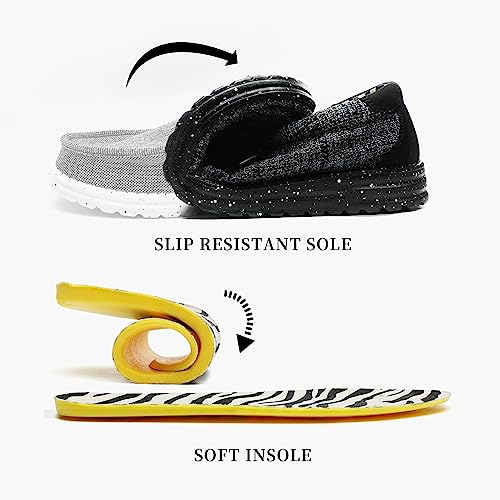 Men’s Machine Washable Slip On Lace Up Casual Loafer Breathable Travel Canvas Shoes for Men Comfortable and Stylish Summer Loafers Lightweight Black Size 7
