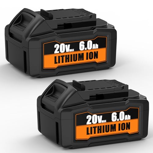 KIGWOF 2 Packs 20V Replacement for DeWalt 20V MAX Battery 6Ah, Compatible with 20 Volt Dewalt Batteries Cordless Power Tools with LED Indicator DCB200 DCB206 DCB204 DCB203 DCB210