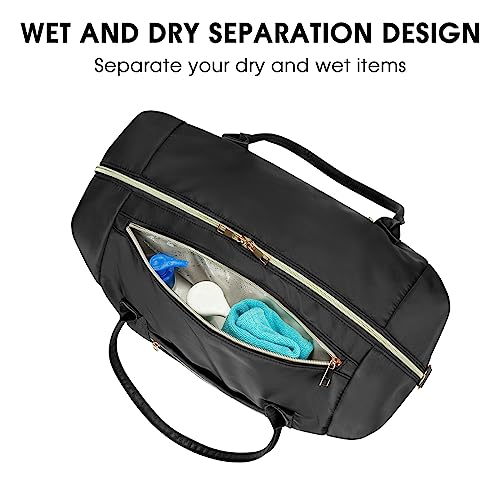 WANDF For Spirit Airlines Personal Item Bag 18x14x8 Travel Duffel Bag with TSA Approved Quart Size Bag & Shoes Bag Weekender Overnight Bag Carry-on Luggage for Women (Black)