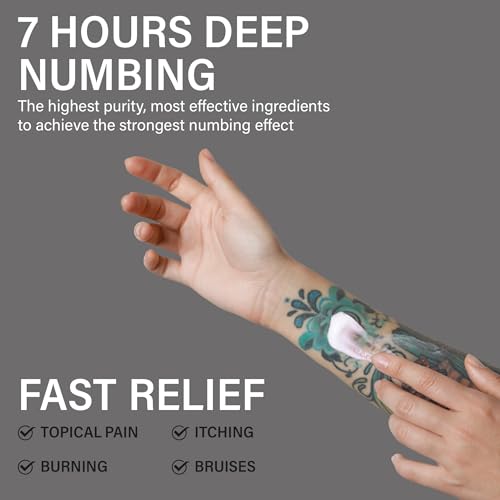 Numbing Cream Painless Tattoo: 10% Max Strength Deep Painless Tattoo Numbing Cream for Piercing, Tattoos, Waxing, Highest Purity Numb Ingredient with Menthol, Emu Oil and Arnica 4 Pcs(4x10g)