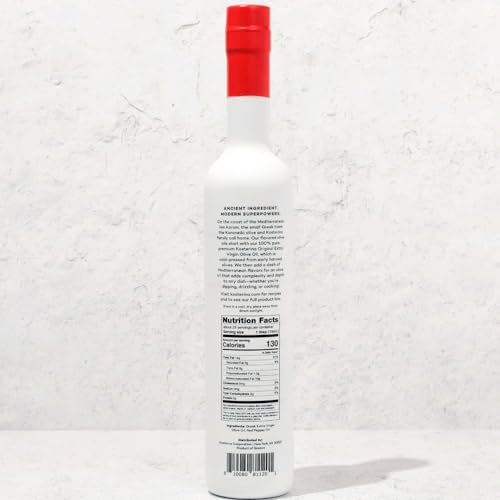 Spicy Red Pepper Olive Oil, Cold-Pressed EVOO, Made from 100% Pure Early Harvested Koroneiki Olives, Authentic Mediterranean Flavors, Incredible Superfood, Smooth & Fresh Taste (12.7 oz)