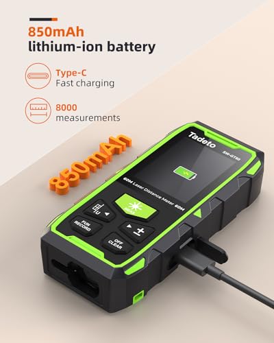 Tadeto Dual Laser Measuring Tool, 393FT/120M Bilateral Laser Measurement Tool Backlit LCD Display, Rechargeable Laser Measure with Ft/In/M Multiple Units Length/Area/Volume/Angle Digital Laser Measure