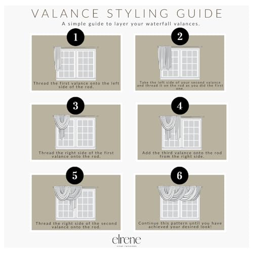 Elrene Home Fashions All Seasons Room-Darkening Waterfall Window Valance, Accessory for Bedroom or Living Room Windows with Rod Pocket Tabs, 52" x 36", Black, 1 Valance