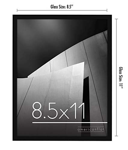 Americanflat 8.5x11 Picture Frame with Shatter-Resistant Glass - Streamline Collection - Thin Border Photo Frame for Wall and Tabletop Display - Hanging Hardware and Easel Back Included - Black