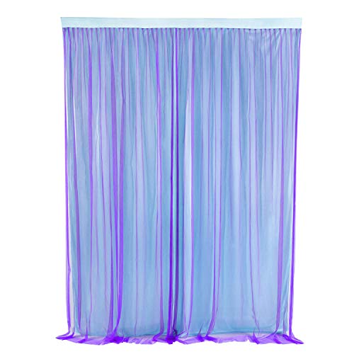 Mermaid Backdrop for Girls Birthday Purple Tulle Backdrop Curtain with Bow Tie for Under The Sea Baby Shower Little Mermaid Party Decorations 5X7ft