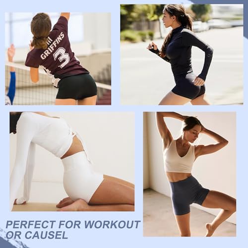 CAMPSNAIL Biker Shorts Women with Pockets - 3"/5"/8" High Waisted Workout Spandex Tummy Control Gym Running Yoga Shorts Dark Grey