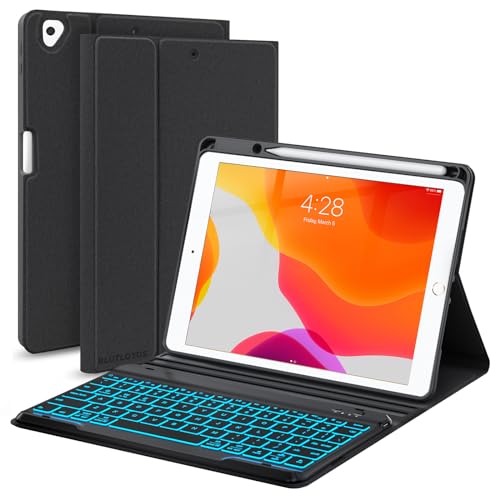 Keyboard Case for iPad 9th/8th/7th Generation 10.2 inch 2021/2020/2019, iPad Pro 10.5-inch Case with Keyboard,iPad Air 3 2019, 7 Color Backlit Removable Bluetooth Wireless Keyboard Folio Case(Black)