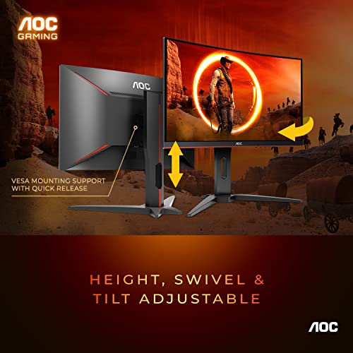 AOC CU34G3S 34" Frameless Curved Ultrawide Gaming Monitor, WQHD 3440 x1440, 165Hz 1ms, FreeSync Premium, Height Adjustable, 3-Year Zero-Bright-dot, Black