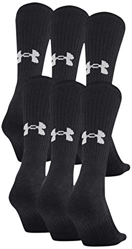 Under Armour Adult Training Cotton Crew Socks, Multipairs , Black (6-Pairs) , X-Large