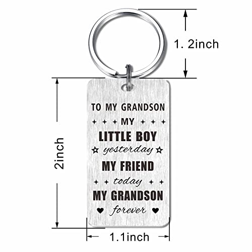 Gezxin Grandson Keychain Gifts-Grandson Father's Day Gift from Grandma Grandpa-My Grandson Birthday Graduation Ideas from Grandparent, Our Grandson Wedding Christmas Valentines Day Presents