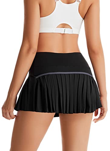 Tennis Skirts for Women with Pockets High Waist Athletic Shorts Pleated Sports Golf Skorts Small Wine Red