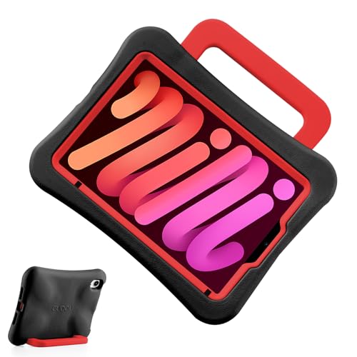 LeiJue Kids Case for iPad Mini 7 (A17 Pro) 2024 /iPad Mini6 2021, Light Weight Heavy Duty/Shockproof/Drop Proof with Handle/Kickstand, Child Friendly Cover for iPad Mini 7th/6th Gen 8.3inch (red)