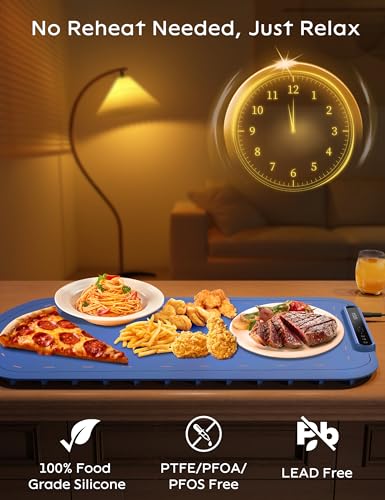 Food Warming Mat for Buffet, VEPOKA Electric Warming Tray to Keep Food Warm at Party, Silicone Heating Mat with 7 Temperature Levels& Auto Shut-Off, Food Warmers for Parties, Gatherings, Everyday Use