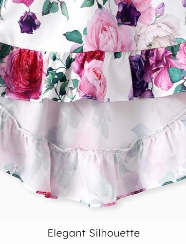 PATPAT Girls 2 Pieces Skirt Set Solid Color Tank Top and Floral Print Skirt Outfits Summer Clothes Sets for Girls, 4-5 Years