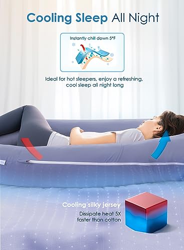 QUEEN ROSE Pregnancy Pillows, Cooling U Shaped Body Pillow for Sleeping, Maternity Pillow for Pregnant Women, with an Extra Cotton Pillowcase