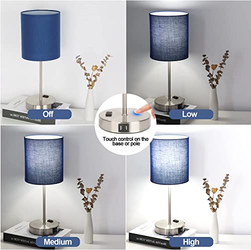 Lynnoland ๐ฎ๐ฌ๐ฎ๐ฏ ๐ก๐๐ช Set of 2 Touch Control Table Lamps with 2 USB & AC Outlet, 3-Way Dimmable Bedside Nightstand Lamps for Bedroom Living Room Nursery, 800 Lumens 5000K Daylight Bulbs Included