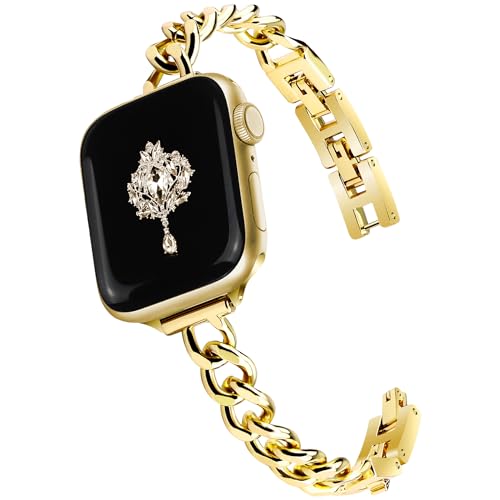 Slim Silver Band and 3Pc Bracelet Set Women Feminine Elegant Compatible with Apple Watch 42mm 44mm 45mm 46mm 49mm Adjustable Metal Strap Dressy Chain for iWatch Series 10/9/8/7/6/5/4/3/2/1/SE/Ultra1 2