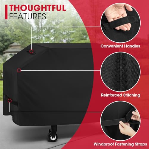 Unicook 28 Inch Griddle Cover for Blackstone and Nexgrill Cooking Station, Outdoor Flat Top BBQ Grill Cover with Sealed Seam, Heavy Duty Waterproof Fade Resistant, Black