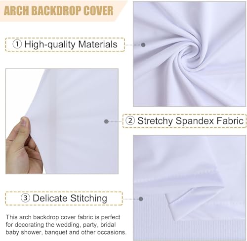 Arch Backdrop Cover, 3.3x6.6FT Chiara Backdrop Stand Covers, 2-Sided Wedding Arch Cover, Spandex Fitted Arch Backdrop Stand Cover for Wedding Birthday Party Decoration (Beige, 6.6 FT)