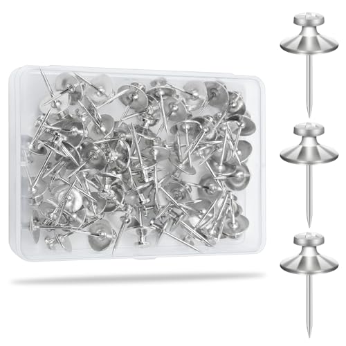 KURUI 60Pcs Double Headed Nails for Hanging Pictures, Wall Hangers Without Nails, Thumb Tacks for Wall, Renter Friendly Decor Push Pins for Tapestry Frame Art, no Nail Picture Hangers-Black