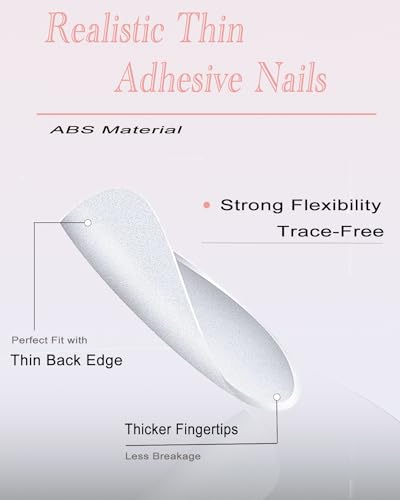StarzeniYi French Tip Press on Nails, Almond Press on Nails Medium, Reusable Artificial Fake Nails, Full Cover False Nails for Women(Black)