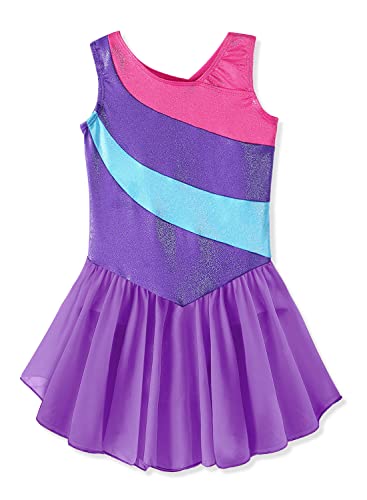 Kidsparadisy gymnastics leotards for girls long sleeve dress black ballet leotard 2t 3t (100(2-3Y), Black-hotpink)