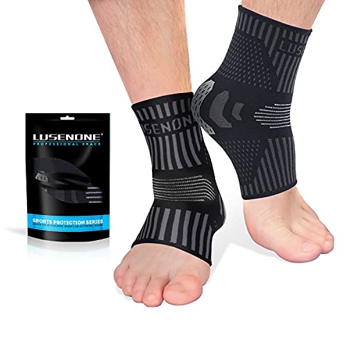 Lusenone Ankle Brace for Women & Men (Pair), Compression Ankle Sleeve- Best Ankle Support Socks for Plantar Fasciitis, Sprained Ankle, Achilles Tendonitis, Foot Pain Relief, Running,Sports