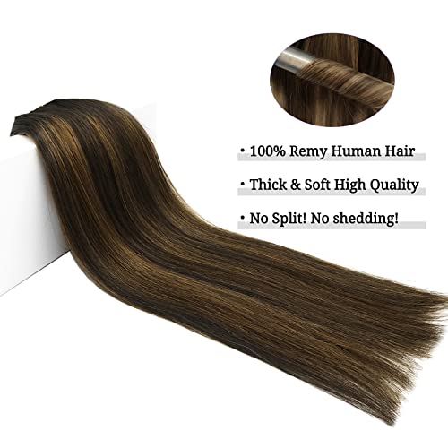 DOORES Hair Extensions Real Human Hair, Balayage Ash Blonde Highlighted Platinum Blonde 24 Inch 120g 7pcs, Hair Extensions Real Human Hair Clip in Remy Hair Extensions Natural Hair Extensions Straight