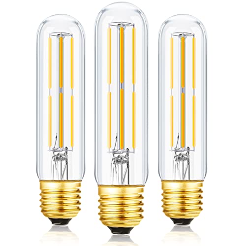T10 Led Bulb,Dimmable 6W Led Tubular Bulbs, Soft White 3000K, 60 Watt Incandescent Bulb Equivalent, 3000K Soft White, Clear Glass, E26 Base Lamp Bulb, for Cabinet Display Cabinet etc,3 Pack.