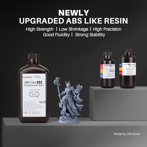 ELEGOO ABS-Like 3D Printer Resin 3.0, 405nm UV-Curing Photopolymer Resin for Mars Saturn Jupiter MSLA DLP LCD 3D Printing with Strength and Toughness, High Precision, Low Viscosity, Yellow 2000g