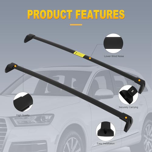 OCPTY Roof Rack Cross Bars Fit for Audi Q7 2016 2017 2018 2019 2020 2021 Luggage Racks Rooftop Cargo Carrier Bag Luggage Kayak Canoe Bike Snowboard Skiboard(Fits Side Rails Models ONLY)