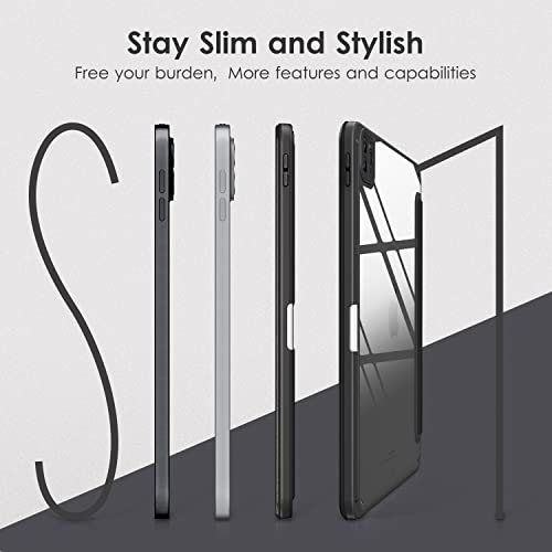 DTTOCASE for iPad Pro 11 Inch 4th/3rd/2nd/1st Generation Case, iPad Air 11-inch / 5th / 4th Generation Case with Clear Back,Pencil Holder,Auto Sleep/Wake,Camera Protection,Pink