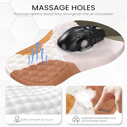 HAOCOO Ergonomic Mouse Pad with Wrist Rest, Carpal Tunnel Mouse Pad with Wrist Support, Wrist Rest for Keyboard and Mouse with Memory Foam, Computer Mouse Pads for Desk, Laptop, White Marble