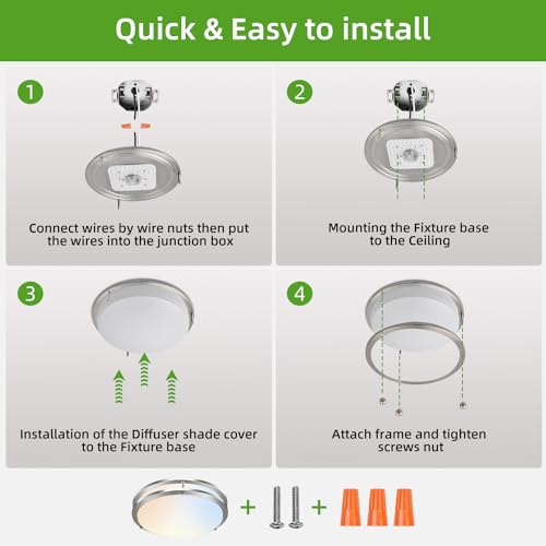 Hlite 36W 13inch LED Flush Mount Ceiling Light Fixture,2800LM Dimmable Light Fixtures Ceiling Mount 5000K/4000K/3500K/3000K/2700K LED Ceiling Light Flush Mount for Bedroom,Kitchen,Hallway (1Pack)