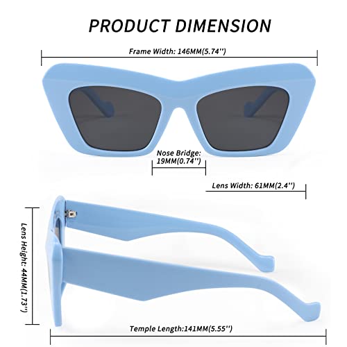 FEISEDY Retro Sunglasses Cat Eye Square for Women Men Vintage 70s 90s UV400 Sun glasses Thick Frame Trendy Shades B2902