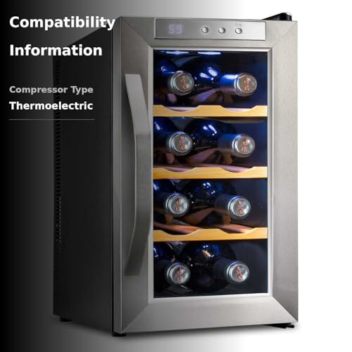 Ivation 8 Bottle Thermoelectric Wine Cooler/Chiller - Stainless Steel - Counter Top Red & White Wine Cellar w/Digital Temperature, Freestanding Refrigerator Smoked Glass Door Quiet Operation Fridge