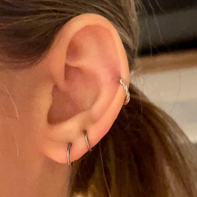 D.Bella 18G Small Nose Ring Hoop Surgical Steel Earrings Hoop Ear Tragus Helix Rook Snug Daith Hoop Earrings Body Piercing Jewelry Gold 7MM