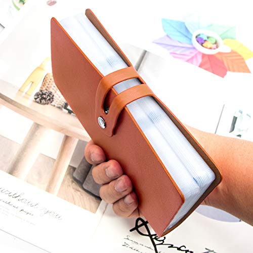 Padike RFID Credit Card Holder Business Card Organizer Business Card Holder, with 96 Card Slots Credit Card Protector for Managing Your Different Cards to Prevent Loss or Damage (Apricot)