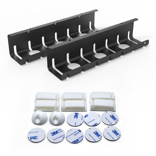 Under Desk Cable Management Tray 2PCS Metal U-Channel Desk Wire Management Self-Adhesive Installation Desk Cable Organizer - Home & Office