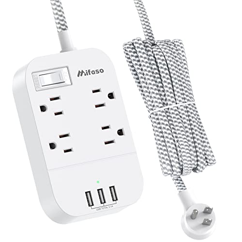 Dorm Room Essentials, Extension Cord 5FT, Power Strip with USB Ports, Flat Plug, Wall Mountable, Overload Protection, Home Office Supplies
