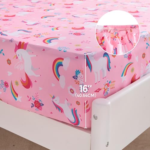 Joiedomi Kids Twin Sheet Set Unicorn - 3 Piece Soft Microfiber Bed Sheets - Deep Pocket Wrinkle Free - Cozy Toddler Bedding Set - Fade Resistant Breathable for Boys Girls Teens