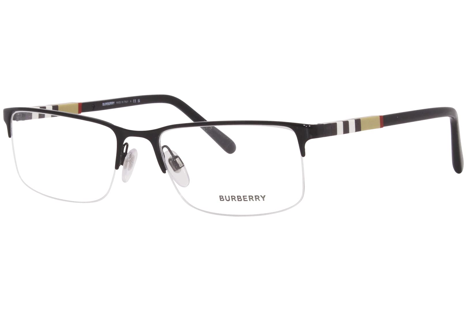 BURBERRY BE 1282 1001 Black Palladium Metal Semi-Rimless Eyeglasses 55mm…