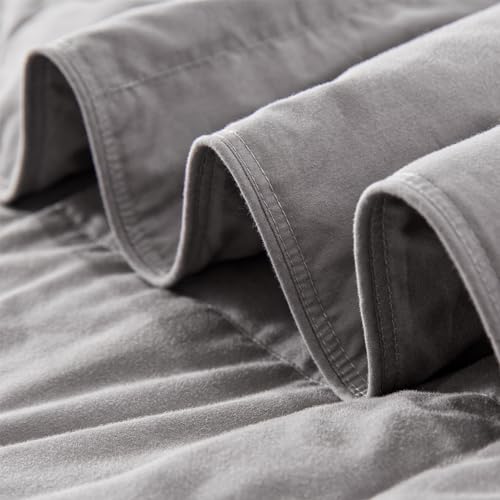 Globon Summer Down Blanket Queen Size, Extra Lightweight Comforter/Duvet Insert for Hot Sleepers, Noiseless & Extra Soft,10 Ounce Fill Weight, Grey