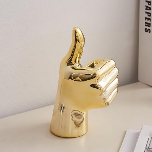 XGZY Hand Statue Office Decor: Gold Finger Gesture Sculpture Unique Great Gesture Figurines Modern Home Decor for Living Room Bedroom Shelf Table Decor Desk Decorations Collectibles