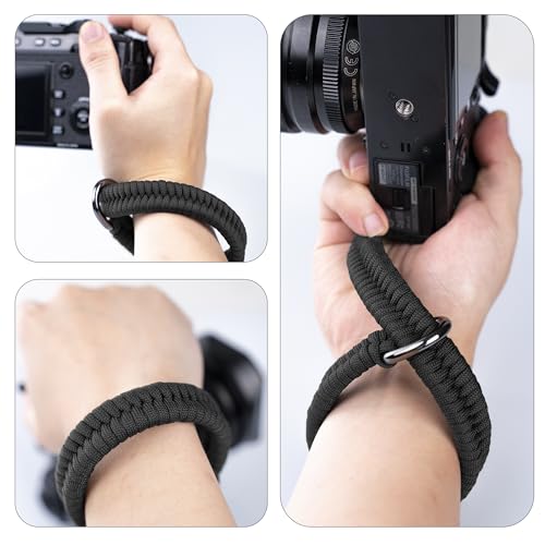 AQAREA Camera Wrist Strap for DSLR Mirrorless Camera, Quick Release Camera Hand Strap with Safer Connector(Black)