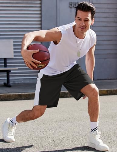 COOFANDY Mesh Basketball Shorts Men 11 Inch Inseam Loose Fit Big and Tall Shorts Dark Grey, US S