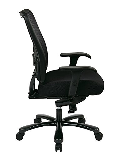 Space Seating 75 Series Air Grid Big and Tall Deluxe Ergonomic Office Chair with Thick Padded Seat and 400 lb. Limit, Black, Mid-Back