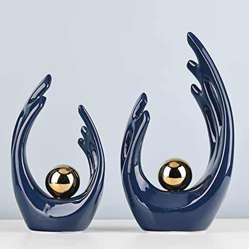 WUBIANJIE Heart Shaped Porcelain Statue and Sculpture, White Decorative Statue, Gift for Mother, Modern Artist Home Decor, Bedroom, Coffee Table, Shelf, Entryway Decoration Large (Large)